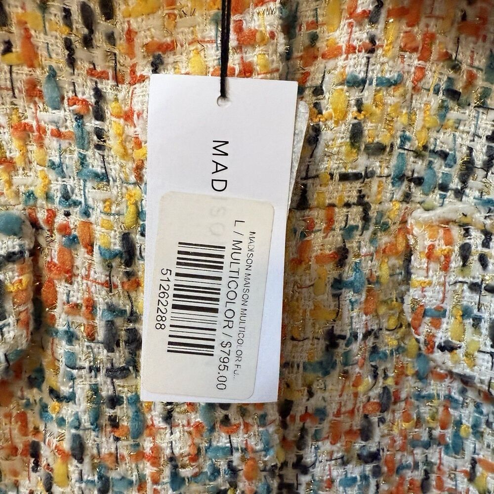 MADISON.MAISON Faux Fur-Collar Tweed Jacket Size Large NWT $795 - Picture 9 of 16